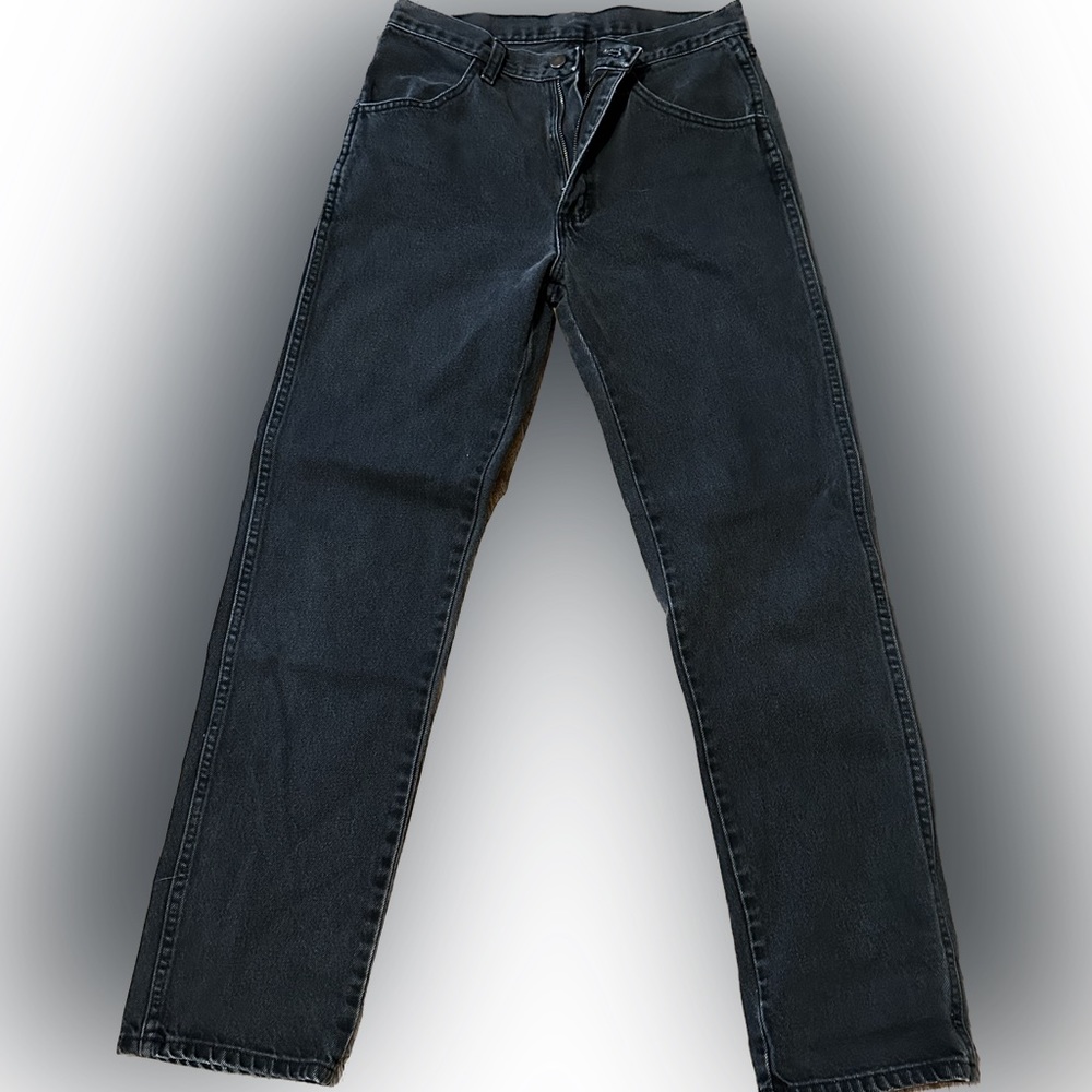 Vintage Black Lightly Faded Straight Fit Rustler Jeans 30x32